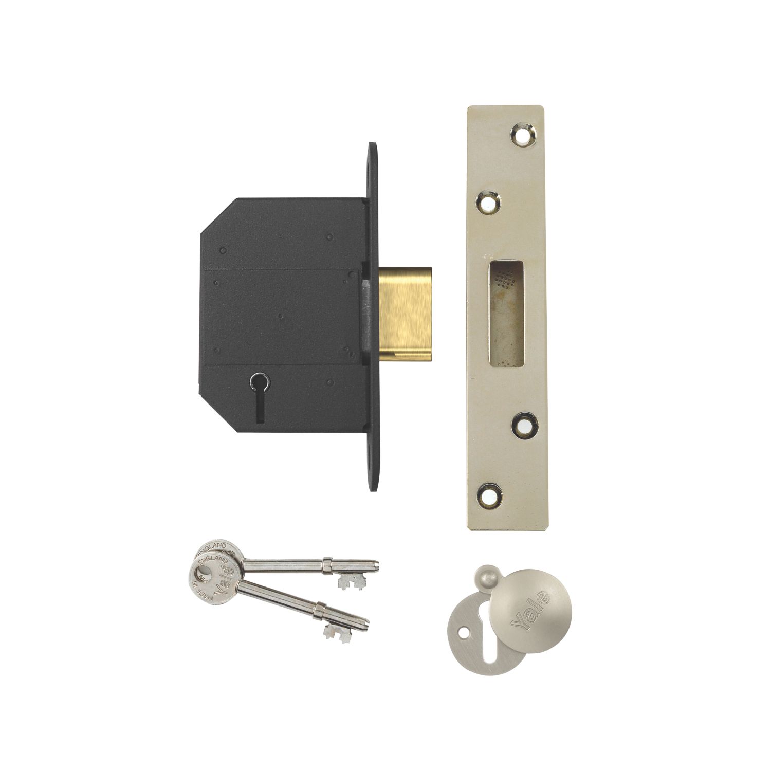 Yale Polished Chrome BS 5-Lever Deadlock 64mm Case - 45mm Backset (30963)