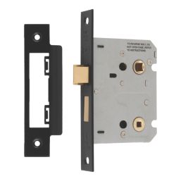 Smith & Locke  Matt Black Bathroom Mortice Latch 76mm Case - 57mm Backset