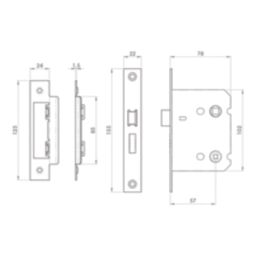 Smith & Locke  Matt Black Bathroom Mortice Latch 76mm Case - 57mm Backset
