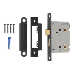 Smith & Locke  Matt Black Bathroom Mortice Latch 76mm Case - 57mm Backset