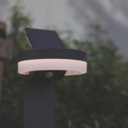 Lutec Runda 740mm Outdoor LED Solar Post Light with Sensor Dark Grey 1300lm