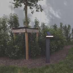 Lutec Runda 740mm Outdoor LED Solar Post Light with Sensor Dark Grey 1300lm