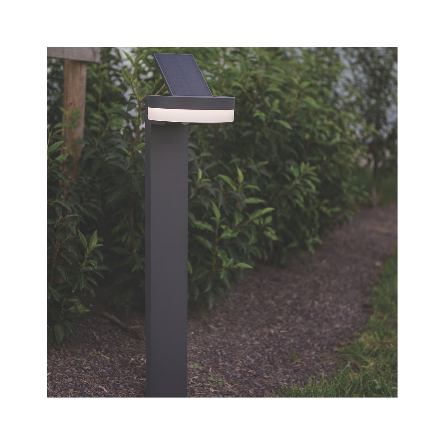 Lutec Runda 740mm Outdoor LED Solar Post Light with Sensor Dark Grey 1300lm (309EF)