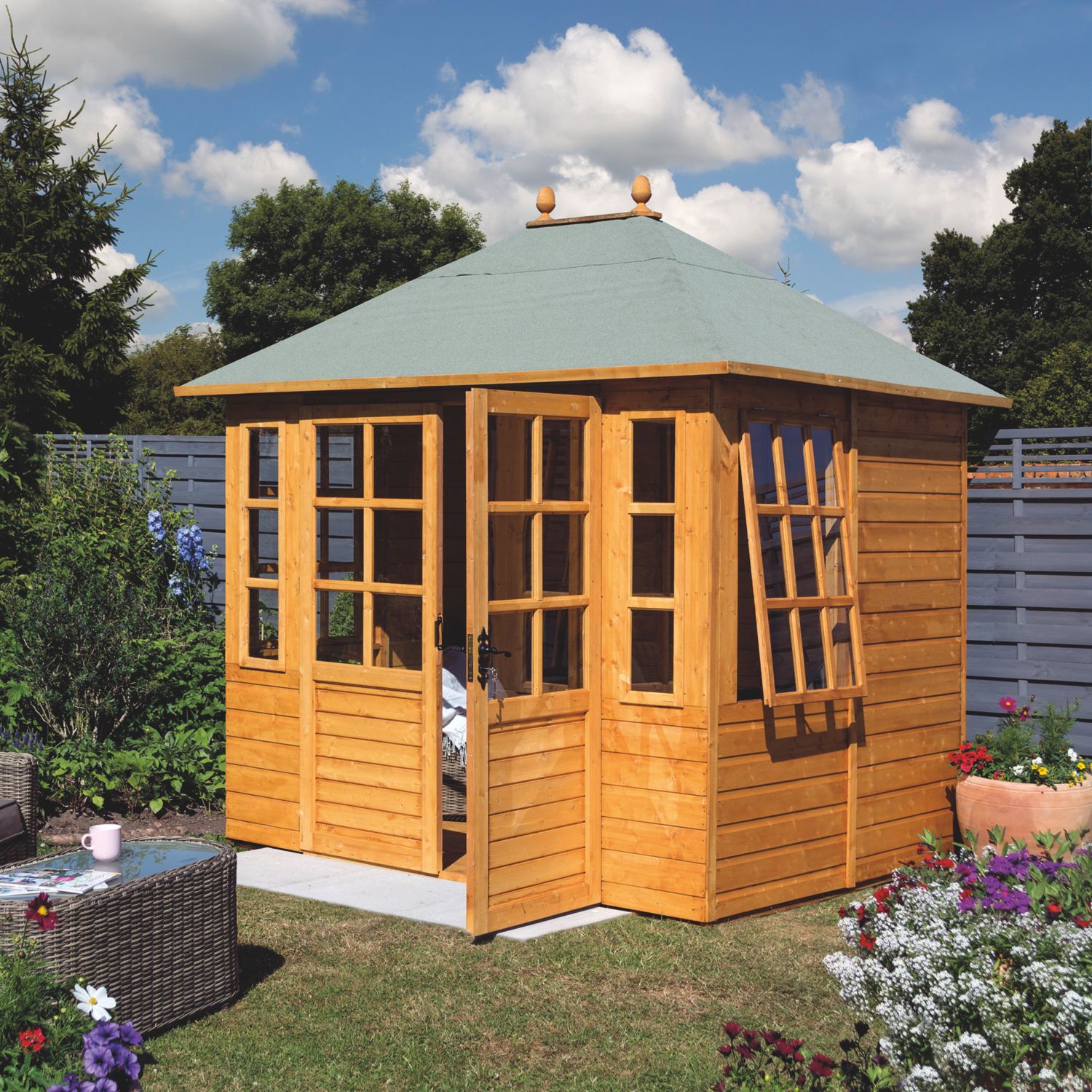 Rowlinson Clarendon 7' 6" x 6' (Nominal) Apex Timber Summerhouse (309JG)