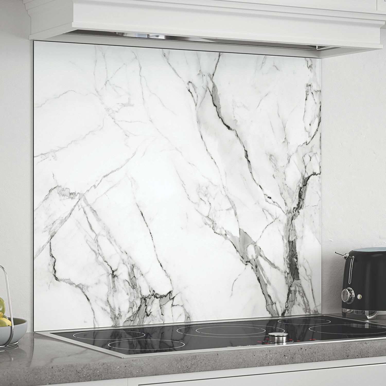 Splashback Carrara Marble Grey/White Kitchen Splashback 900mm x 750mm x 6mm (309JM)