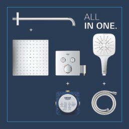 Grohe Precision SmartControl HP Rear-Fed Concealed Chrome Thermostatic Square Head Shower System 310