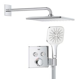Grohe Precision SmartControl HP Rear-Fed Concealed Chrome Thermostatic Square Head Shower System 310