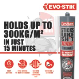 Evo-Stik Sticks Like Sh*t Turbo Solvent-Free Grab Adhesive Clear 290ml