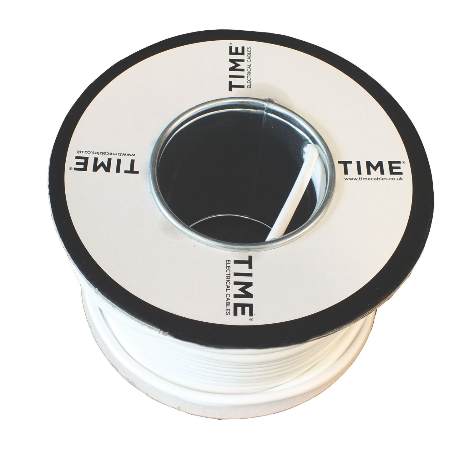 Time 2182Y White 2-Core 0.75mm² Flexible Cable 50m Drum (31033)