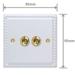 Varilight  10A 2-Gang 2-Way Light Switch  Georgian White