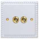 Varilight  10A 2-Gang 2-Way Light Switch  Georgian White
