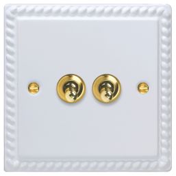 Varilight  10A 2-Gang 2-Way Light Switch  Georgian White
