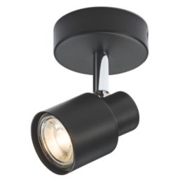 Knightsbridge  Round 1-Light Single GU10 Wall & Ceiling Spotlight Matt Black