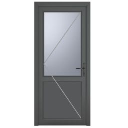 Crystal  1-Panel 1-Frosted Light Left-Handed Anthracite Grey uPVC Back Door 2090mm x 840mm