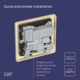 LAP  13A 1-Gang SP Switched Socket + 3A 18W 2-Outlet Type A & C USB Charger Satin Brass with Black Inserts