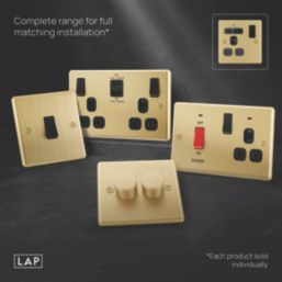 LAP  13A 1-Gang SP Switched Socket + 3A 18W 2-Outlet Type A & C USB Charger Satin Brass with Black Inserts