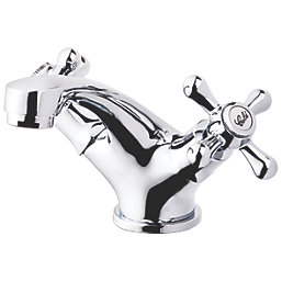 Swirl Traditional Basin Mono Mixer Tap with Clicker Waste Chrome