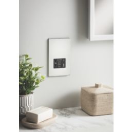 Knightsbridge  2-Gang Single Voltage Shaver Socket+ 2.4A 12W 2-Outlet Type A & C USB Charger 230V Polished Chrome with Black Inserts