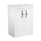 Essentials Ablis Freestanding Vanity Unit with Ceramic Basin Gloss White 610mm x 400mm x 844mm