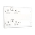 British General Nexus Metal 13A 4-Gang DP Combination Plate Polished Chrome with White Inserts