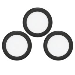 4lite Hampton Round LED Black Warm White Under Cabinet Lights Without Bezel 6.3W 110lm 3 Pack