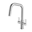 Clearwater Kira KIR20CP Double Lever Tap with Twin Spray Pull-Out  Chrome