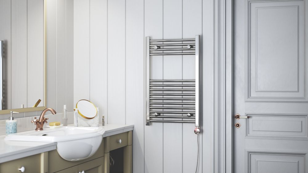 Terma Leo MEG Electric Towel Rail 800mm x 500mm Chrome 682BTU - Screwfix