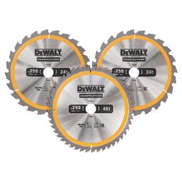 DeWalt  Wood/Plastic Circular Saw Blade Set 250mm x 30mm 24 / 48T 3 Pack