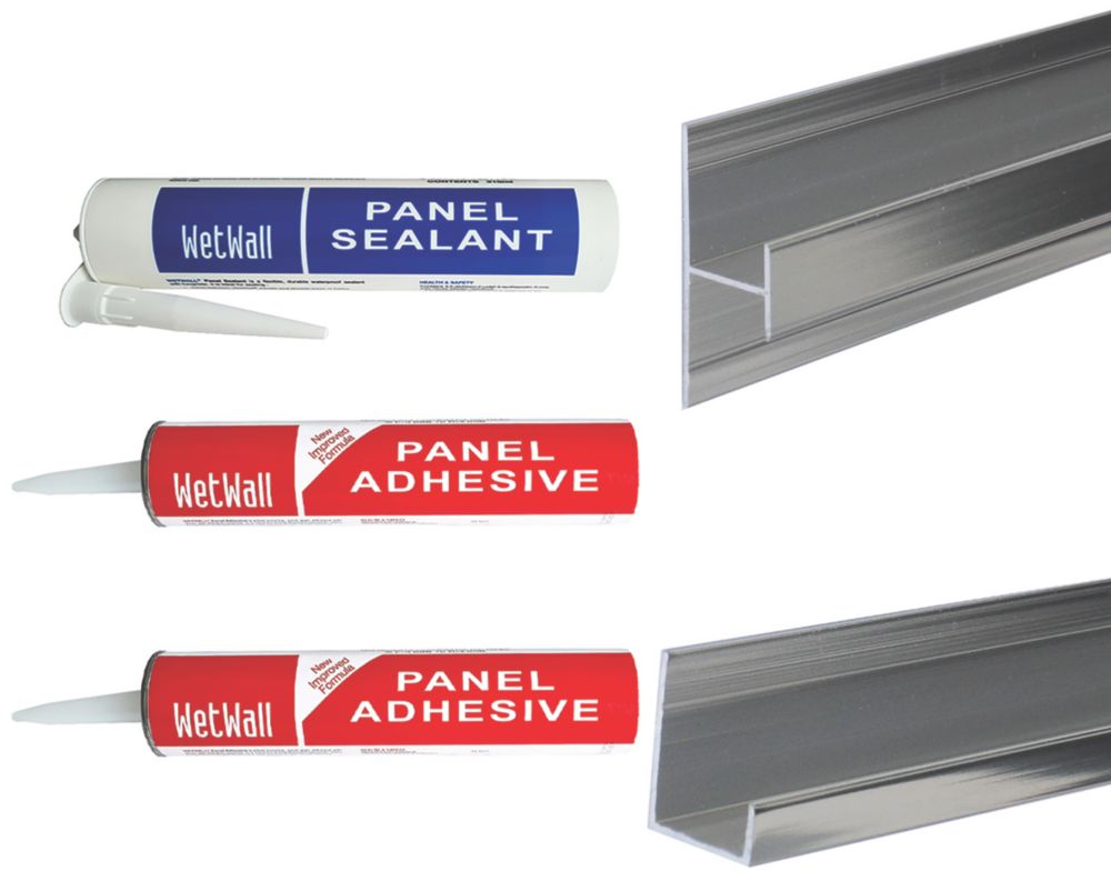 Splashwall White gloss 3 sided Panel kit (L)2420mm (W)1200mm