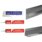 Splashwall  Panel Installation Kit Polished Silver 5 Piece Set