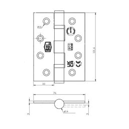 Smith & Locke  Matt Black Grade 11 Fire Rated Ball Bearing Hinges 102mm x 76mm 3 Pack