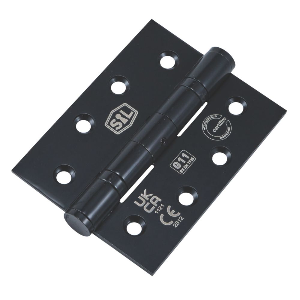 Smith & Locke Matt Black Grade 11 Fire Rated Ball Bearing Hinges 102mm