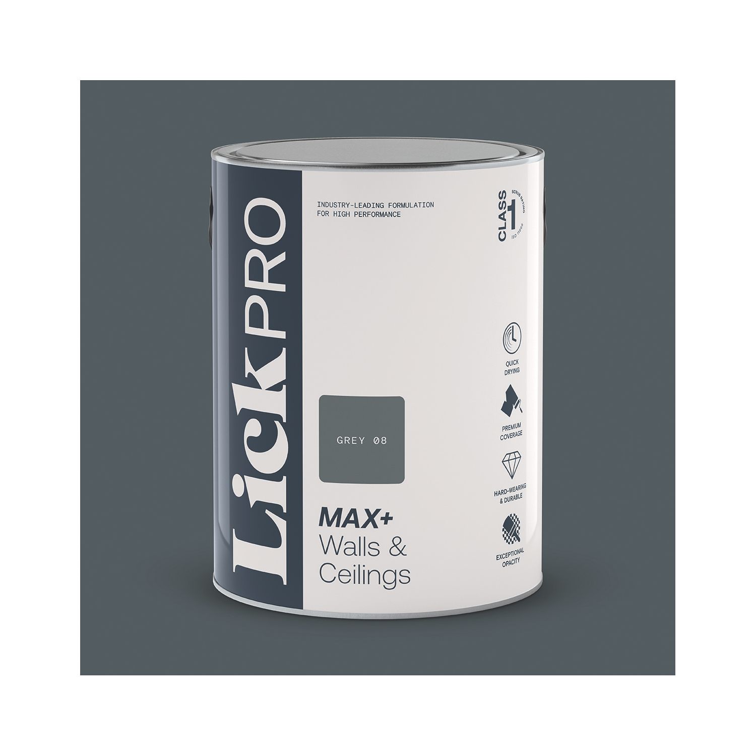 LickPro Max+ 5Ltr Grey 08 Eggshell Emulsion Paint (311TM)