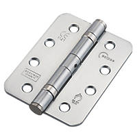 Eclipse Satin Chrome Grade 11 Fire Rated Ball Bearing Fire Hinges Radius Corners 102 x 76mm 2 Pack