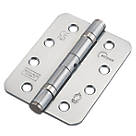 Eclipse  Satin Chrome Grade 11 Fire Rated Ball Bearing Fire Hinges Radius Corners 102mm x 76mm 2 Pack