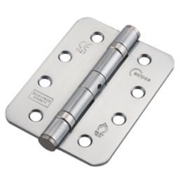 Eclipse  Satin Chrome Grade 11 Fire Rated Ball Bearing Hinges Radius Corners 102mm x 76mm 2 Pack