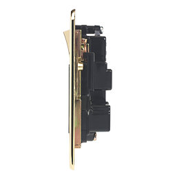 Crabtree Platinum 13A 2-Gang DP Switched Plug Socket Polished Brass  with Black Inserts