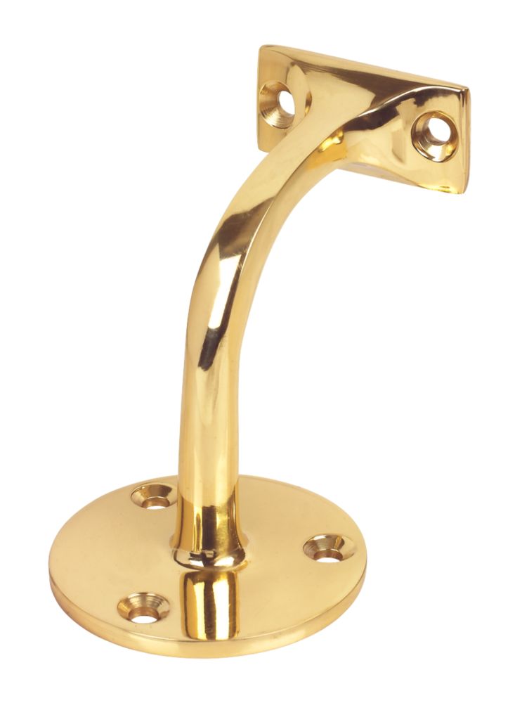 Essentials Handrail Bracket Polished Brass 65mm Screwfix
