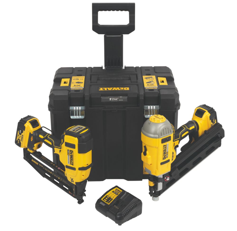 DeWalt DCK264P2T GB 18V 2 x 5.0Ah Li Ion XR Brushless Cordless Twin Pack Nailer Kit Screwfix