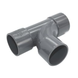 FloPlast Solvent Weld Tees Anthracite Grey 32mm 3 Pack