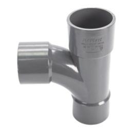 FloPlast Solvent Weld Tees Anthracite Grey 32mm 3 Pack