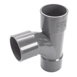 FloPlast Solvent Weld Tees Anthracite Grey 32mm 3 Pack