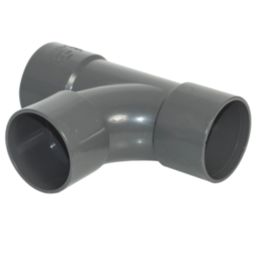 FloPlast Solvent Weld Tees Anthracite Grey 32mm 3 Pack
