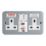 Contactum  13A 2-Gang 2-Pole Switched Metal Clad Passive RCD Socket with White Inserts