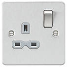 Knightsbridge FPR7000BCG 13A 1-Gang DP Switched Single Socket Brushed Chrome  with Colour-Matched Inserts