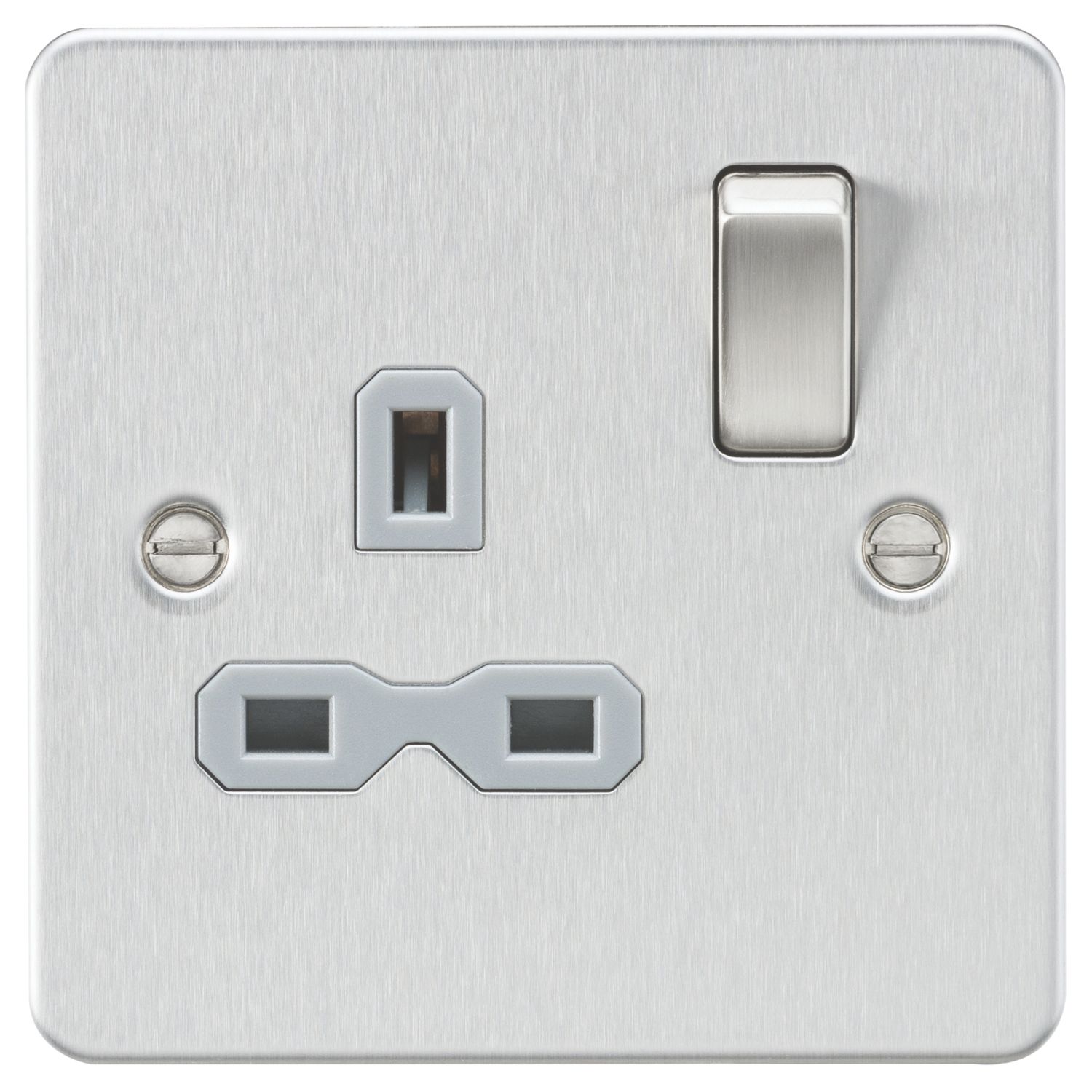 Knightsbridge 13A 1-Gang DP Switched Single Socket Brushed Chrome with Colour-Matched Inserts (312VF)