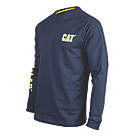 CAT Trademark Banner Long Sleeve T-Shirt Blue/Yellow Small 36-38" Chest