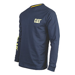 CAT Trademark Banner Long Sleeve T-Shirt Blue/Yellow Small 36-38" Chest