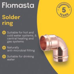 Flomasta  Copper Solder Ring Equal 90° Elbows 15mm 2 Pack