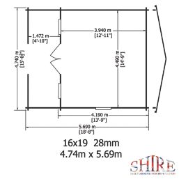 Shire Lydord 4 15' 6" x 18' 6" (Nominal) Apex Timber Log Cabin